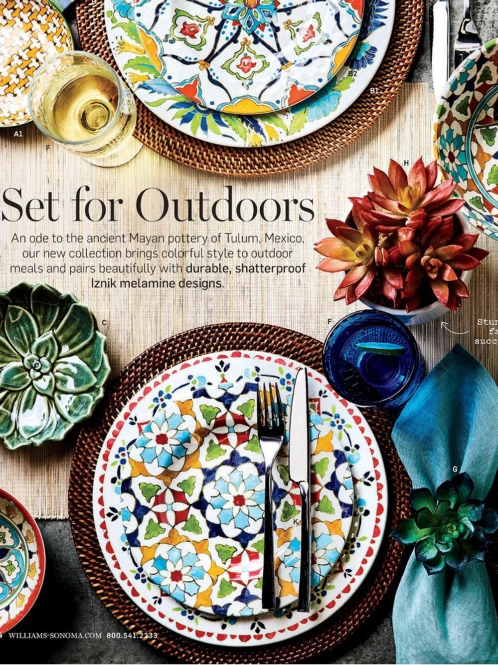 Williams Sonoma Iznik Tile Geo Indoor/Outdoor Melamine Salad Plates, S/4